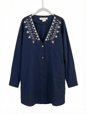 Women’s Embellished V-NeckBlack Button-Front Dress  NWT Size Large